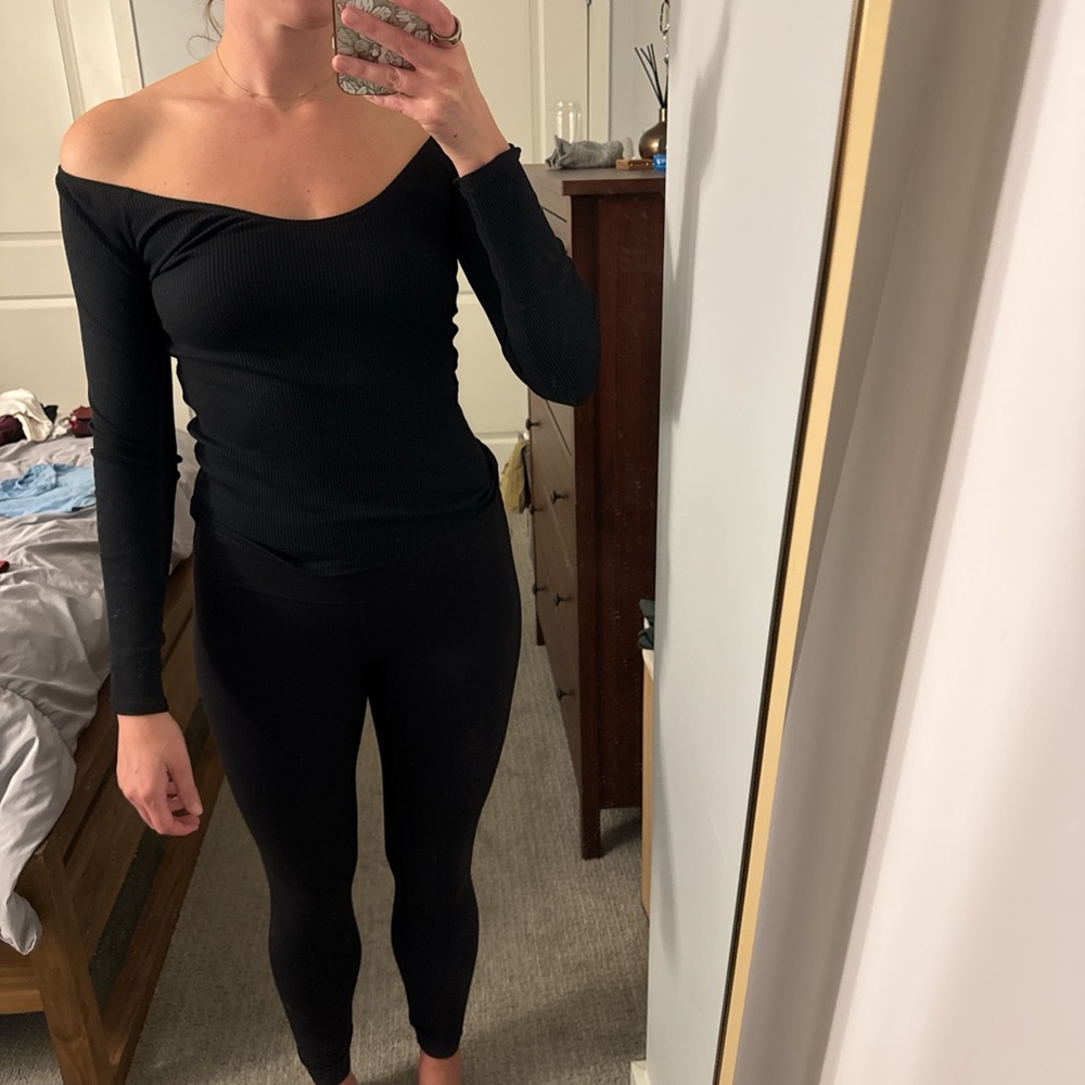 Express Black Ribbed Top